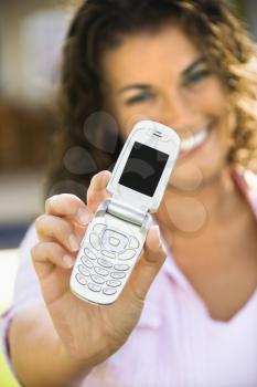 Royalty Free Photo of a Woman Holding a Cellphone 