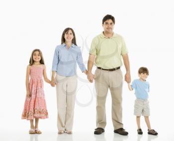 Royalty Free Photo of a Family of Four Standing Holding Hands