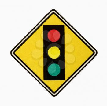 Royalty Free Photo of a Stoplight Ahead Road Sign