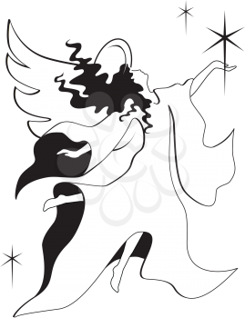Royalty Free Clipart Image of an Angel Holding a Star