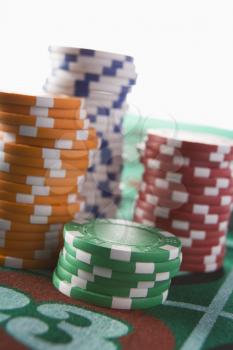 Royalty Free Photo of Poker Chips Stacked