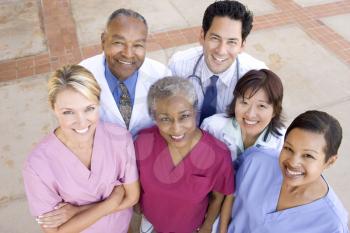 Royalty Free Photo of a Hospital Staff Looking Up