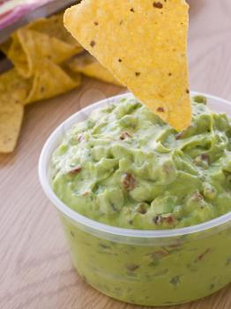 Royalty Free Photo of Guacamole With Tortilla Chips