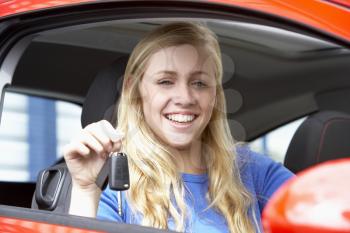 Royalty Free Photo of a Girl Holding Car Keys