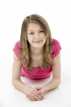 Teenage Girl Laying on Stomach