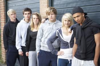 Group Of Teenagers Hanging Out Together Outside