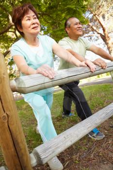 Senior couple exercising