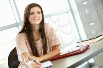 Teenage girl in class