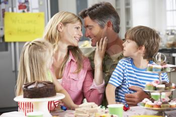 Family Celebrating Father's Homecoming