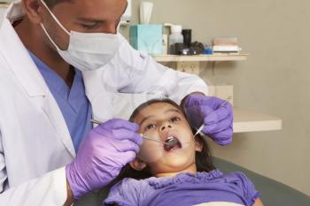 Young Girl Having Check Up At Dentists Surgery