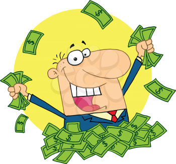 Royalty Free Clipart Image of a Man Throwing Money