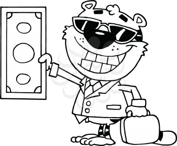 Royalty Free Clipart Image of a Tiger With Money