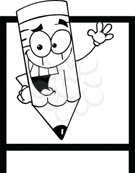 Royalty Free Clipart Image of a Pencil Waving