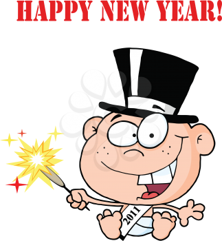 Royalty Free Clipart Image of a Happy New Year Baby