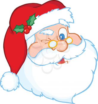 Royalty Free Clipart Image of a Winking Santa