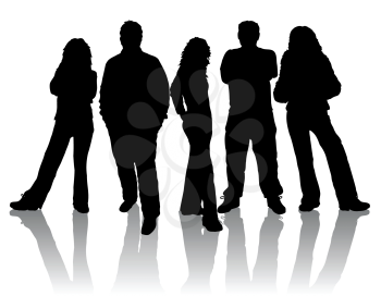 Royalty Free Clipart Image of a Group of Young People