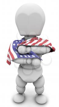 3d render of man with american flag