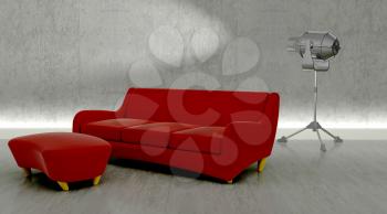 3d render of contemporary sofa in modern setting