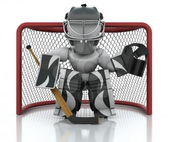 3D render of an ice hockey netminder