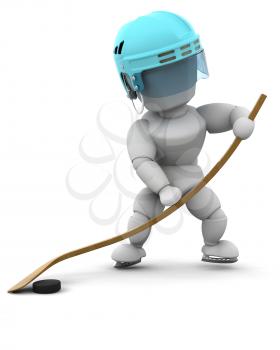 3D render of an ice hockey player