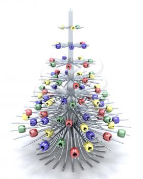 3d render of a chrome abstract christmas tree