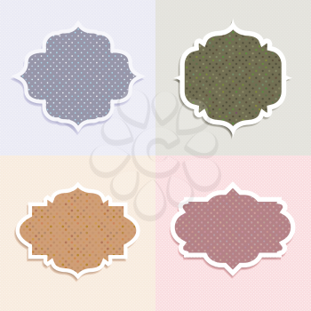 Collection of four different polka dot themed labels