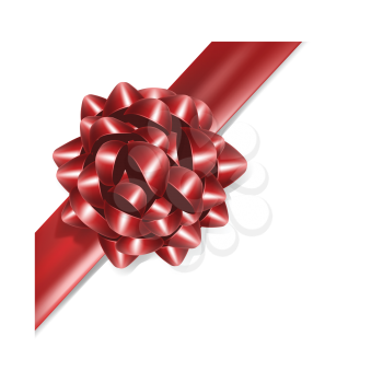 Royalty Free Clipart Image of a Shiny Red Bow and Ribbon