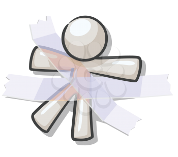 Royalty Free Clipart Image of a Taped Down Guy