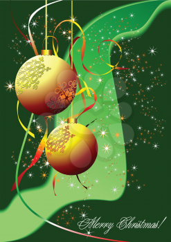 Royalty Free Clipart Image of a Christmas Greeting With Ornaments