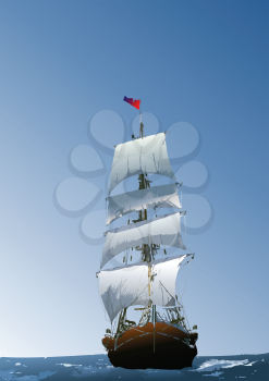 Royalty Free Clipart Image of a Sailing Vessel