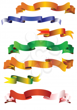 Royalty Free Clipart Image of a Set of Coloured Ribbons