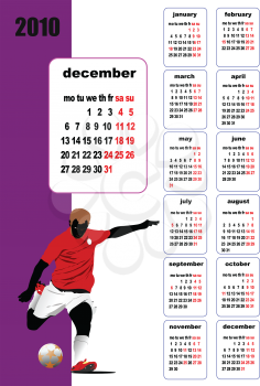 Royalty Free Clipart Image of a 2010 Calendar Featuring December