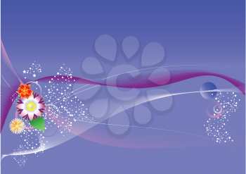 Royalty Free Clipart Image of a Purple Background With Tiny Flowers at One Side