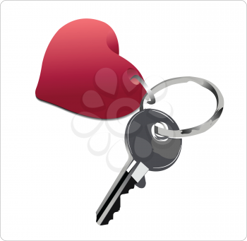 Royalty Free Clipart Image of a Key and Heart