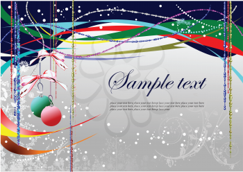 Royalty Free Clipart Image of a Background With Christmas Ornaments and Space for Text
