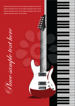 Royalty Free Clipart Image of a Piano and Guitar