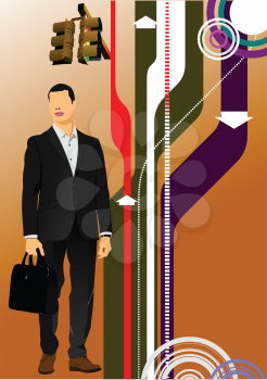 Man on hi-tech background. Vector illustration