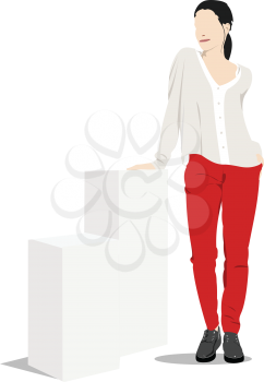 Silhouettes of fashion woman. Vector illustration