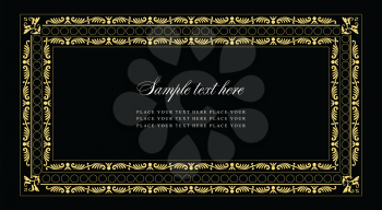 Gold ornament on dark background. Can be used as invitation card. Vector illustration