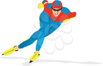 Speed skating runner. Vector 3d illustration