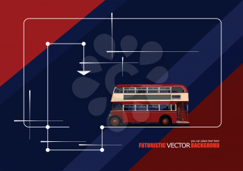 Vector abstract black hi-tech background double decker bus silhouette