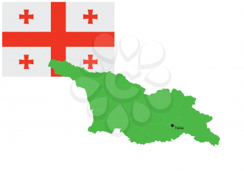 Georgian map and flag, vector illustration set.