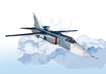 Combat aircraft. Armed. Vector 3d illustration for designers