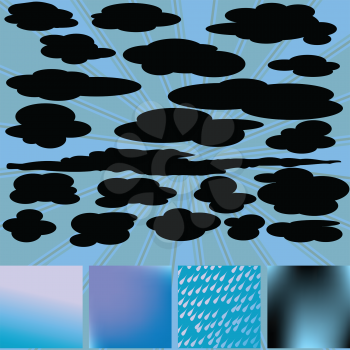 Royalty Free Clipart Image of a Cloud Rain and Sky Backgrounds