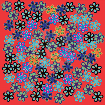 Royalty Free Clipart Image of Flowers on a Red Background