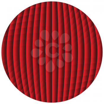 Royalty Free Clipart Image of a Red Metallic Striped Sphere