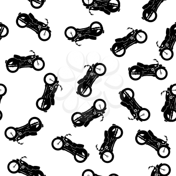Pattern with motorbike silhouettes over white background