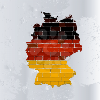Stylized map of Germany in national color on a brick wall