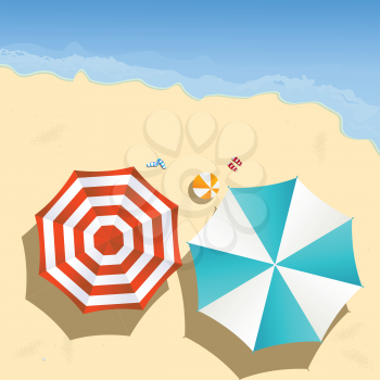 Couple of umbrellas on the beach, graphic art