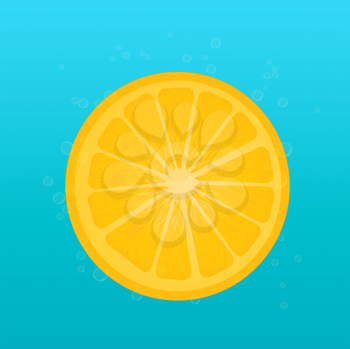 Bubble water background with lemon slice, transparency effect used.